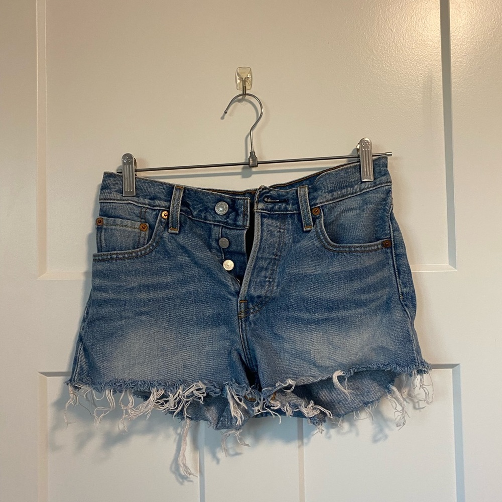 Levi's Light Blue Distressed Jean Shorts